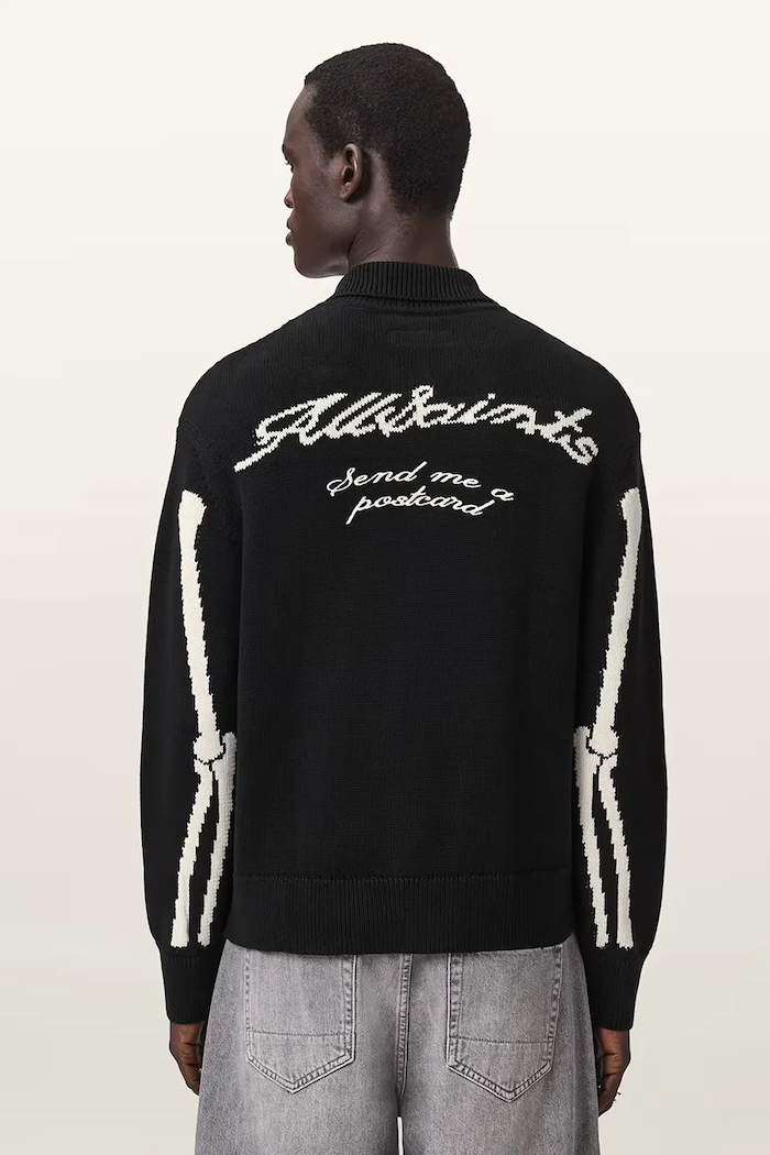 AllSaints kardigan męski bawełniany ADRIAN M045KE czarny AW26