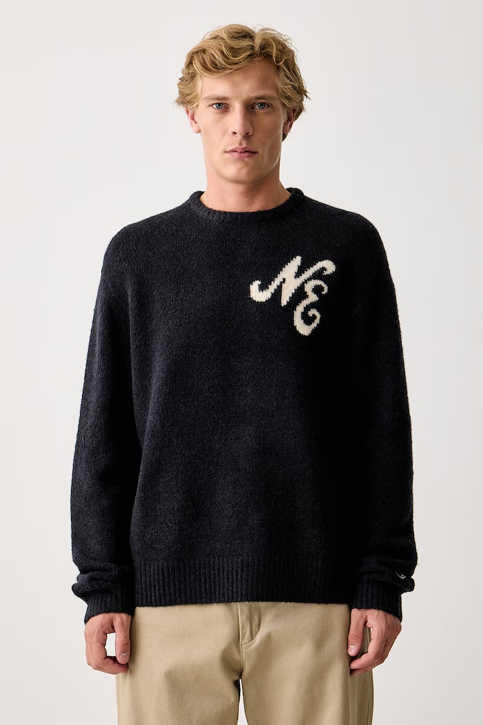 New Era Sweter z dodatkiem wełny granatowy 60897502