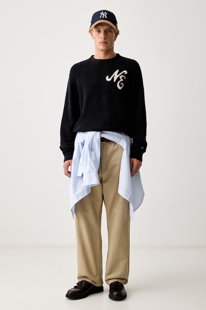 New Era Sweter z dodatkiem wełny 60897502 granatowy AW26
