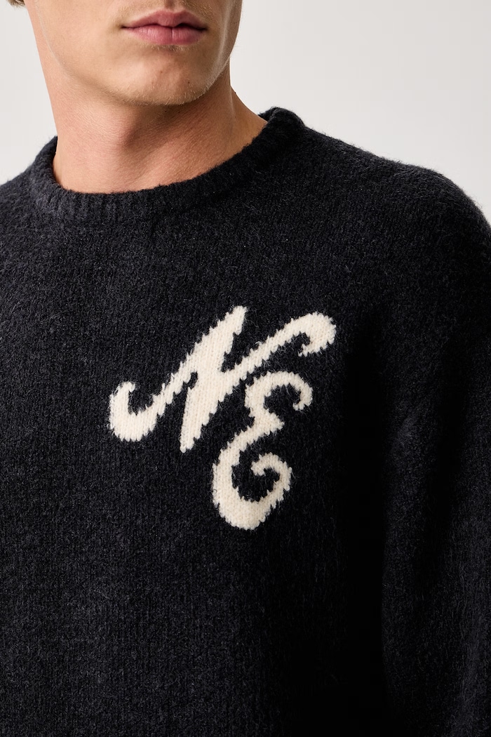 Sweter z dodatkiem wełny New Era 60897502 granatowy