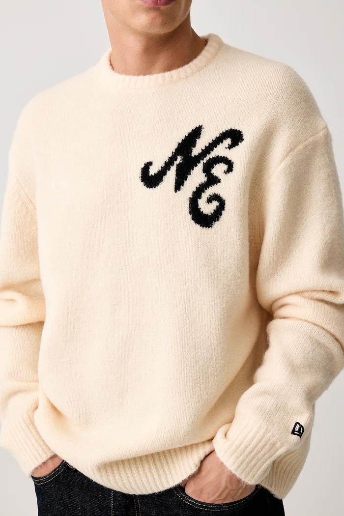 Sweter z dodatkiem wełny New Era 60897453 beżowy