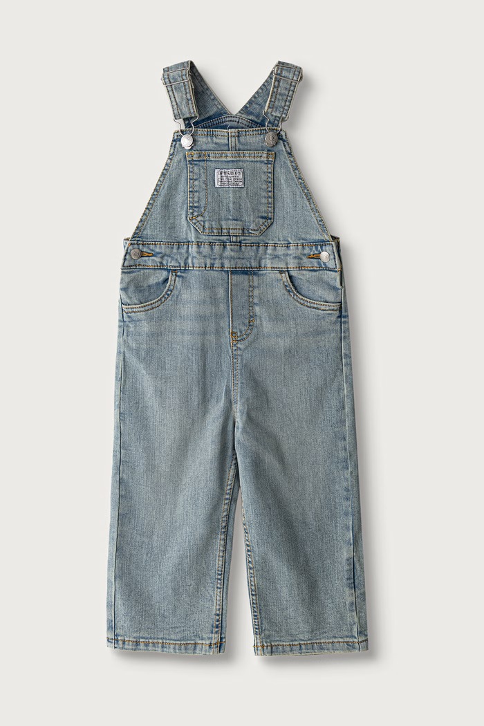 Levi's nohavice na traky detské rifľové BAGGY OVERALL modrá 6ER544