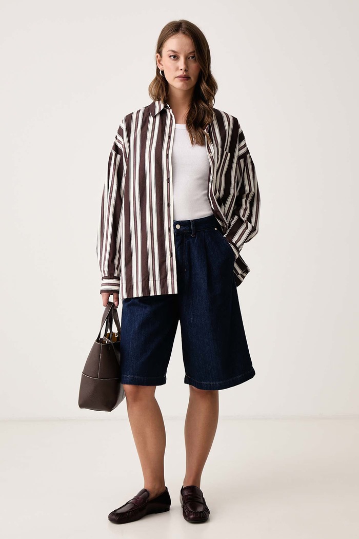 Marc O'Polo Bermudy damskie jeansowe 5000011640 granatowy AW26