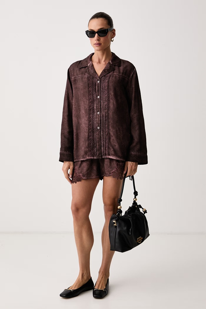 Max&Co. Szorty damskie z wiskozy VENERE 2626146041200 brązowy AW26