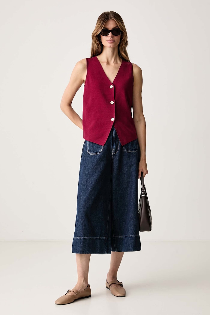 Morgan Jeansy wide leg damskie PIKILO granatowy AW26
