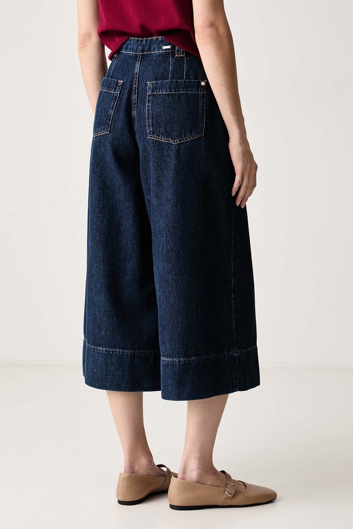 Odzież Morgan Jeansy wide leg damskie PIKILO granatowy