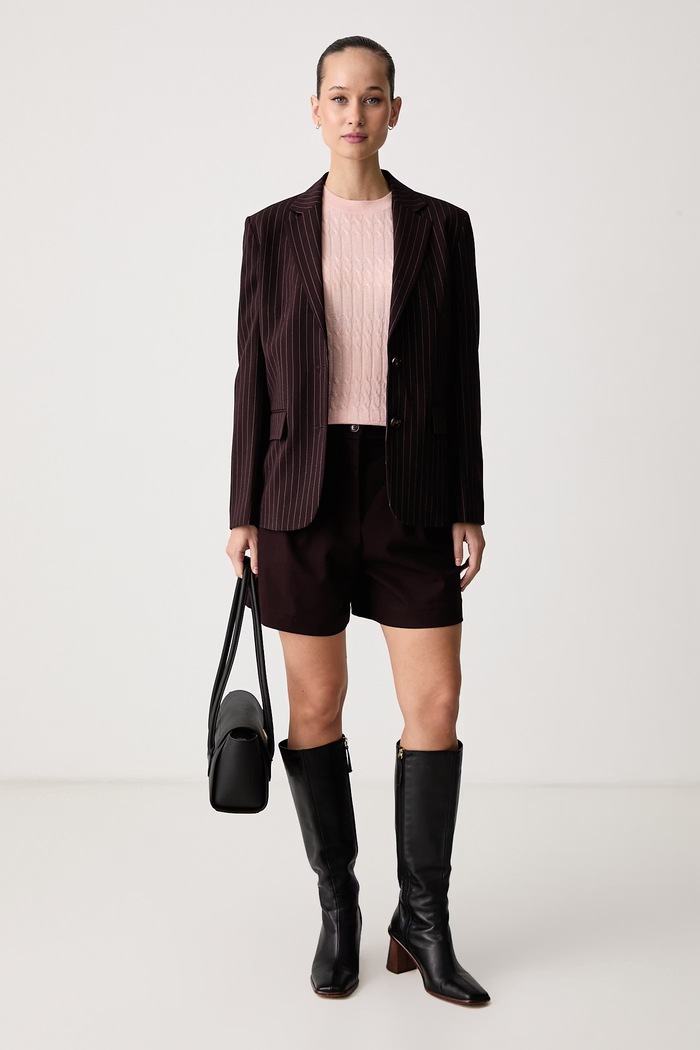 United Colors of Benetton Къс панталон дамски с добавен лиосел 4NKCD902X кафяв AW26