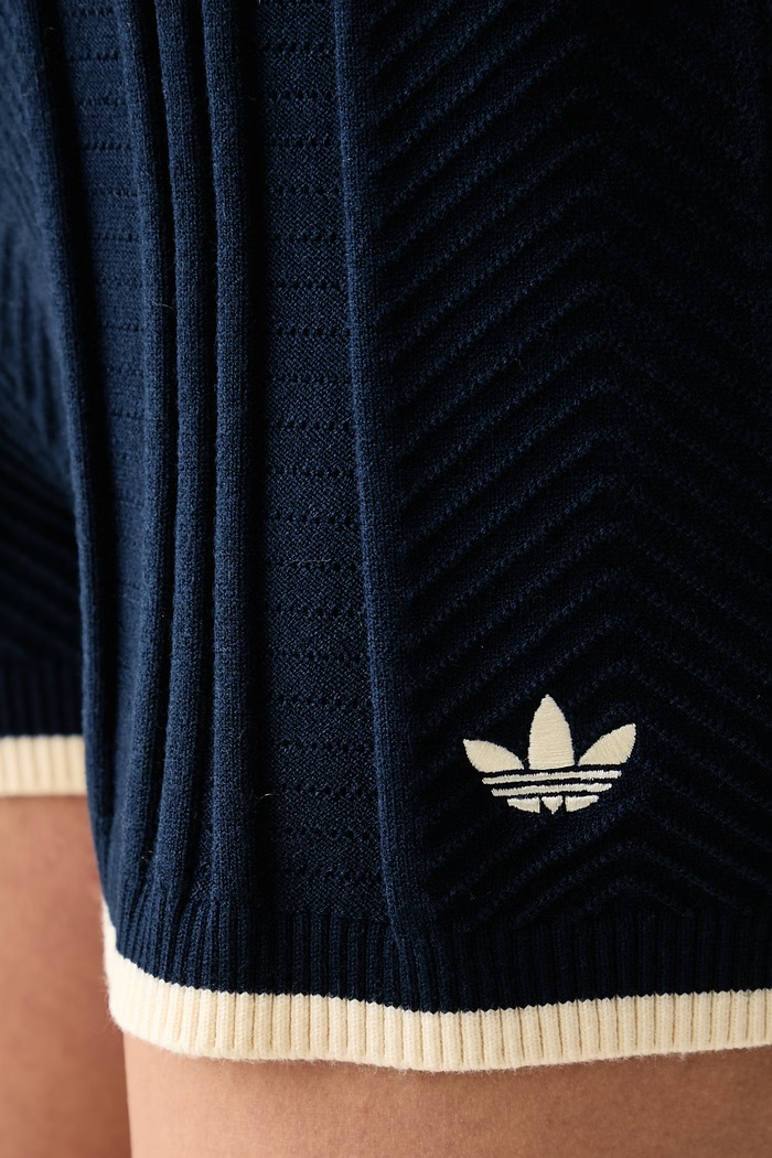 Σορτς γυναικεία με βισκόζη Cable Knit adidas Originals KR7050 μπλε