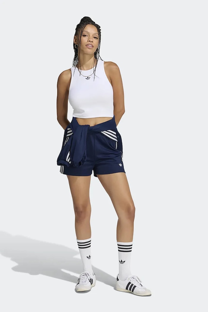 Odzież adidas Originals Szorty dresowe damskie z bawełną Lace Injection LG4269 granatowy