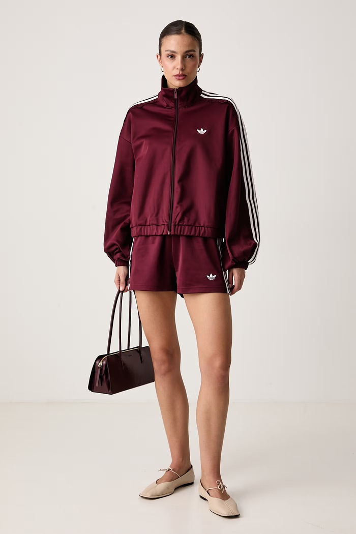 adidas Originals Pantaloni scurți de trening pentru femei cu bumbac Lace Injection LG4268 burgundia AW26
