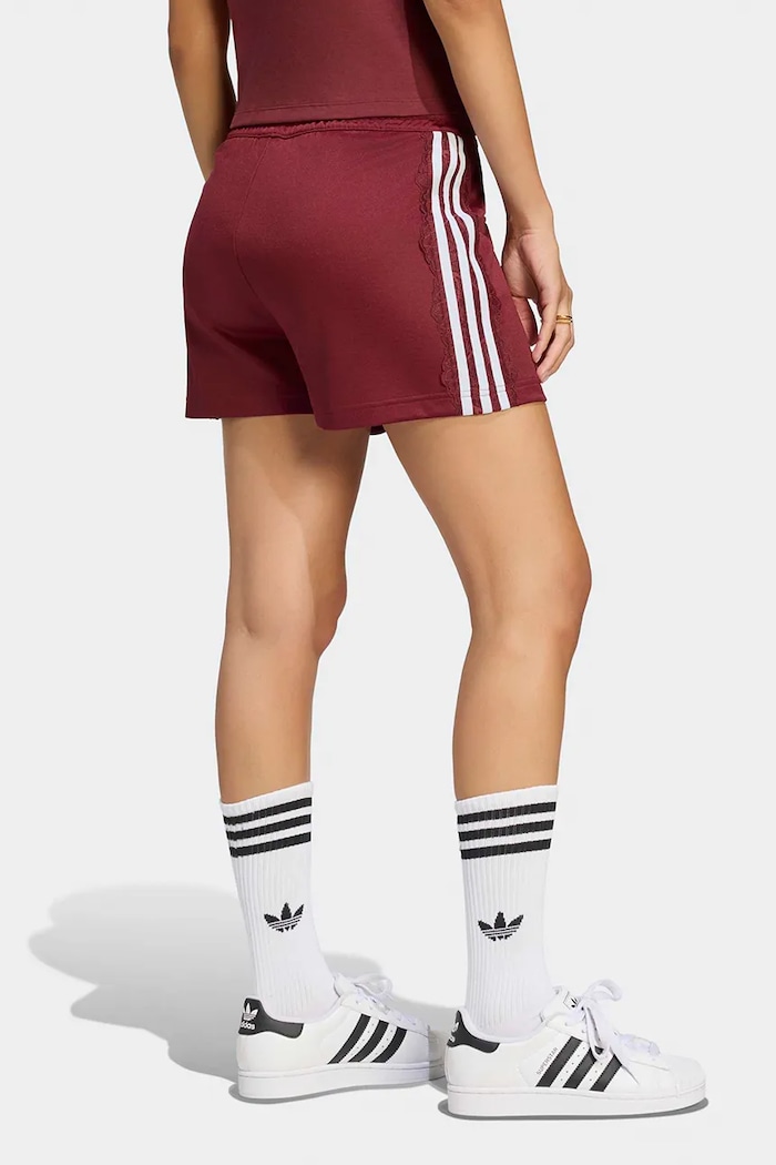 adidas Originals Szorty dresowe damskie z bawełną Lace Injection LG4268 bordowy AW26