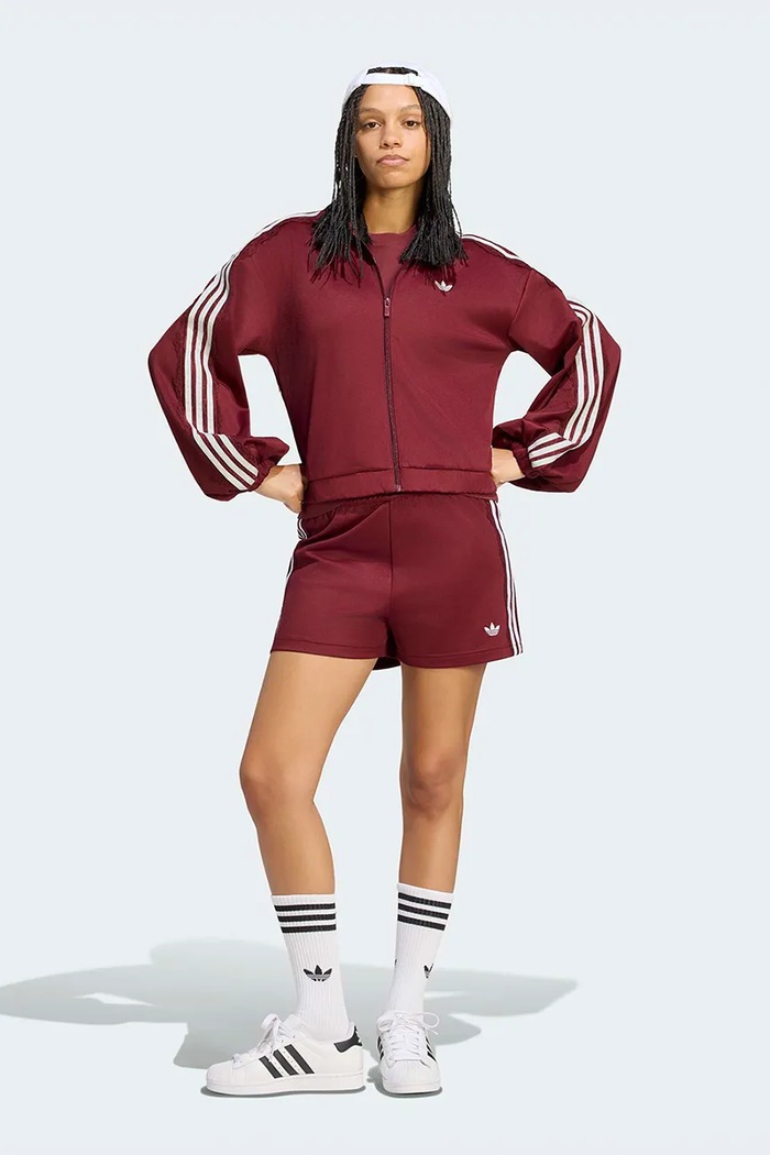 Odzież adidas Originals Szorty dresowe damskie z bawełną Lace Injection LG4268 bordowy