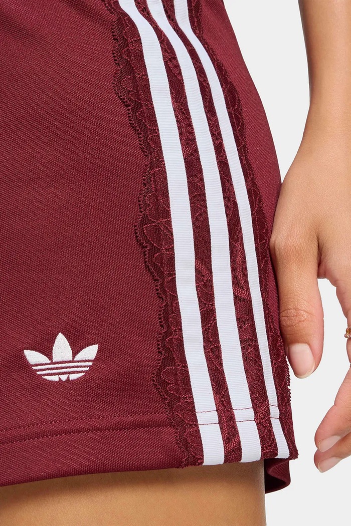 Szorty dresowe damskie z bawełną Lace Injection adidas Originals LG4268 bordowy