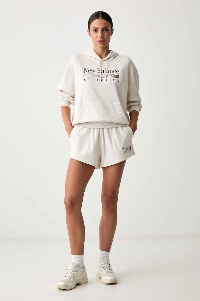 New Balance σορτς επίσημα γυναικεία με βαμβάκι WB62232JLIT μπεζ AW26