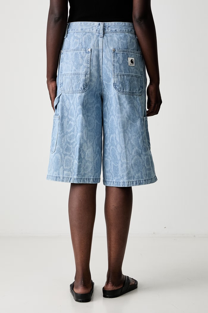 Odzież Carhartt WIP W Snake Nixon Double Knee szorty carpenter jeansowe damskie I036866 niebieski