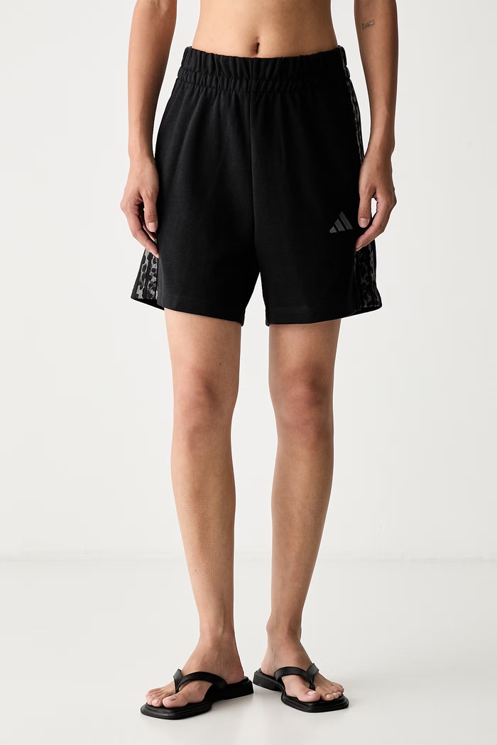 adidas szorty dresowe damskie z bawełną Leopard Pack czarny KS7990