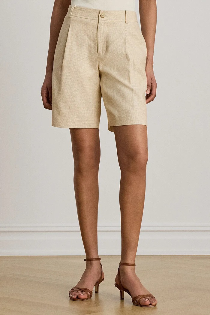 Lauren Ralph Lauren šortky dámské lněné béžová 200B24682