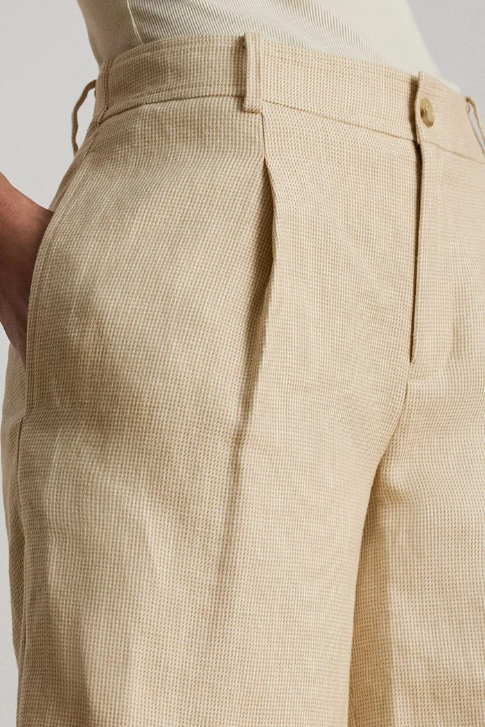 Lauren Ralph Lauren šortky dámské lněné béžová 200B24682