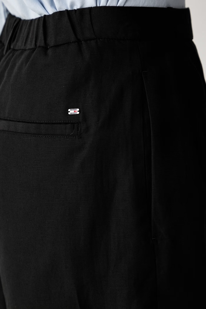 Tommy Hilfiger bermuda hlače ženske z dodatkom lanu črna WW0WW50084