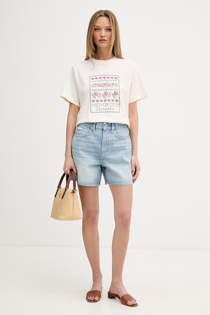 Calvin Klein Jeans pantaloni scurți pentru femei din denim LV047G714G albastru AW26