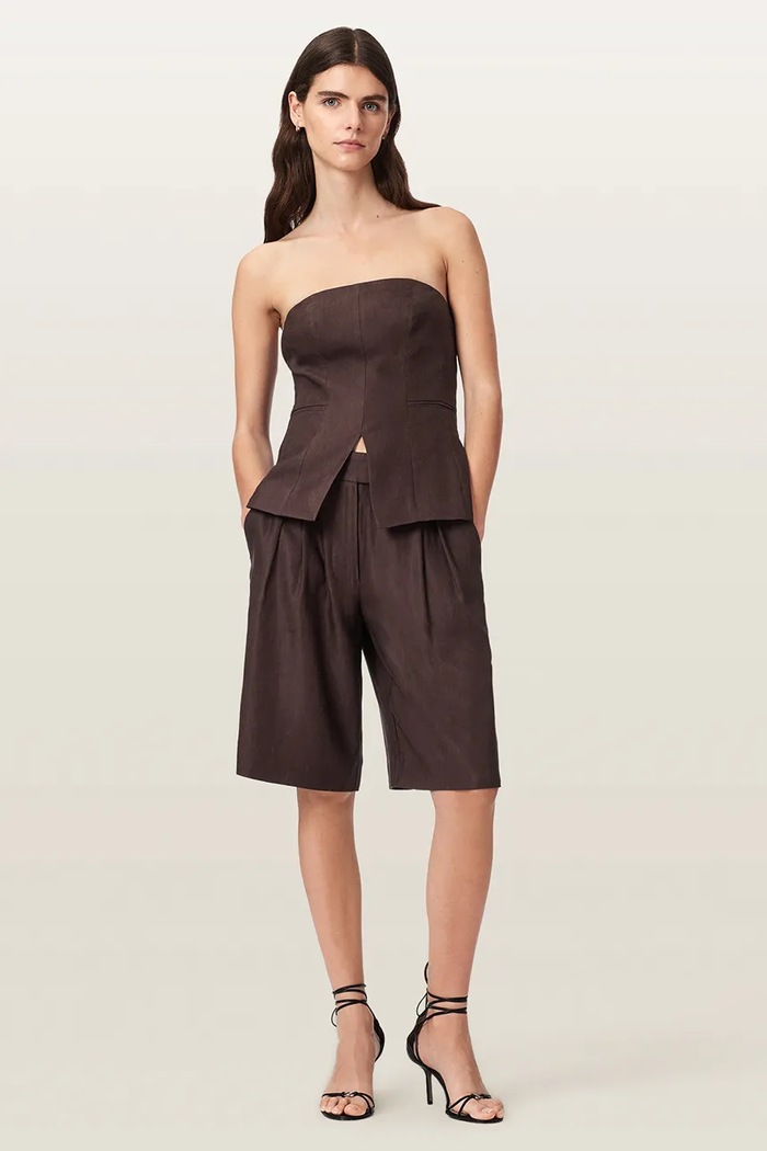 Îmbrăcăminte AllSaints Pantaloni scurți pentru femei cu in CHARLEY W031QE maro