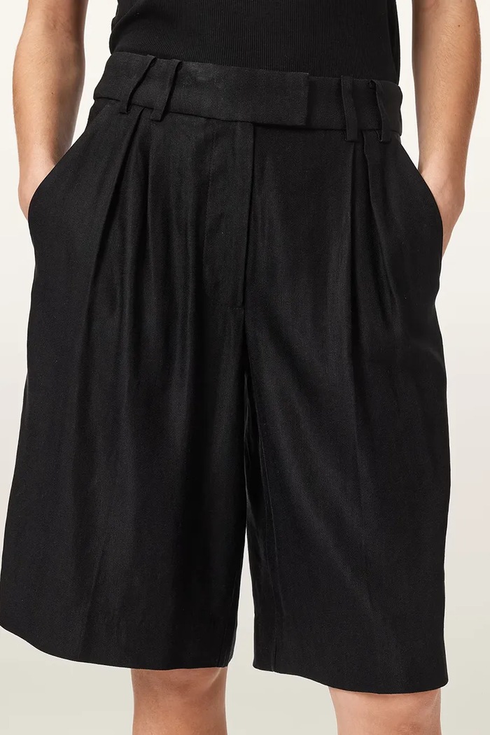 AllSaints šortky dámske s ľanom CHARLEY W031QE čierna