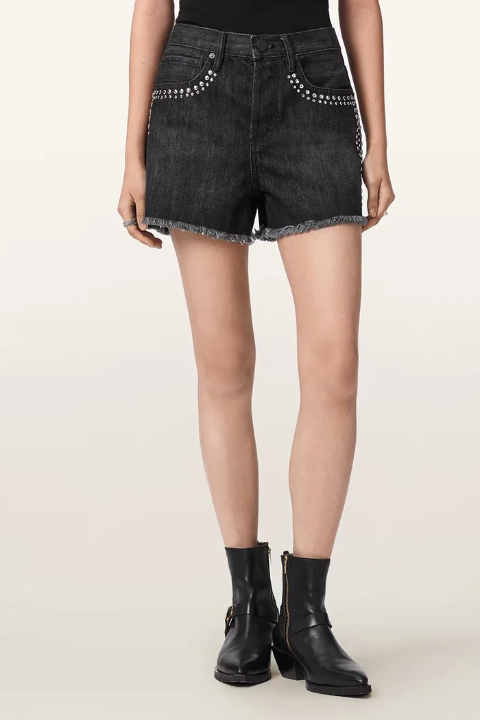 AllSaints šortky dámske rifľové HEIDI čierna W057EE