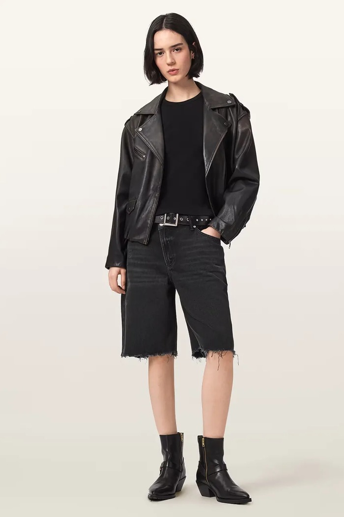Îmbrăcăminte AllSaints pantaloni scurți pentru femei, din denim AKI W054EE negru