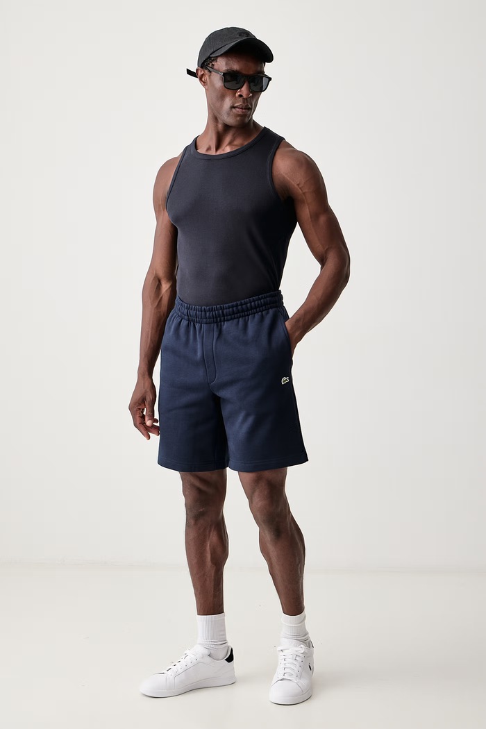 Lacoste Szorty dresowe męskie z bawełną granatowy GH8861