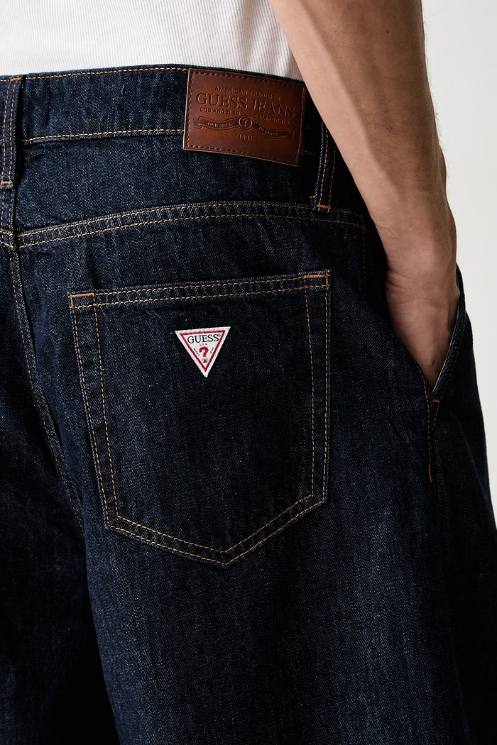 Guess Jeans šortky pánske rifľové tmavomodrá M6YD39.D1496