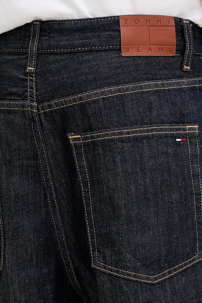 Tommy Jeans šortky pánske rifľové tmavomodrá DM0DM23315