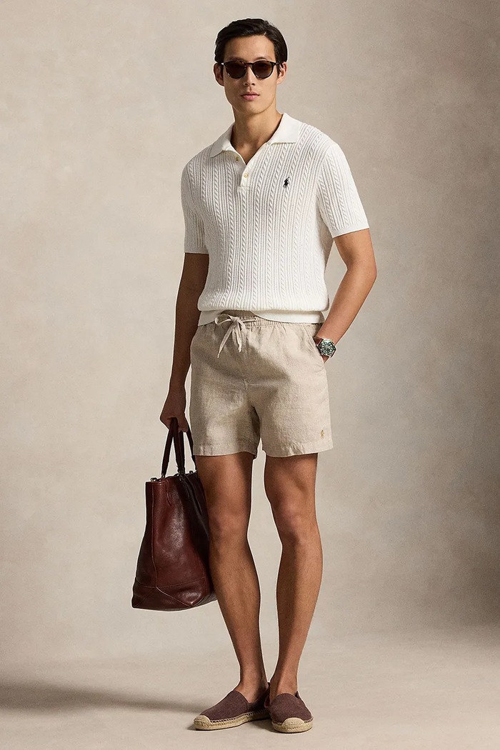 Odzież Polo Ralph Lauren szorty męskie lniane 710B19634 beżowy