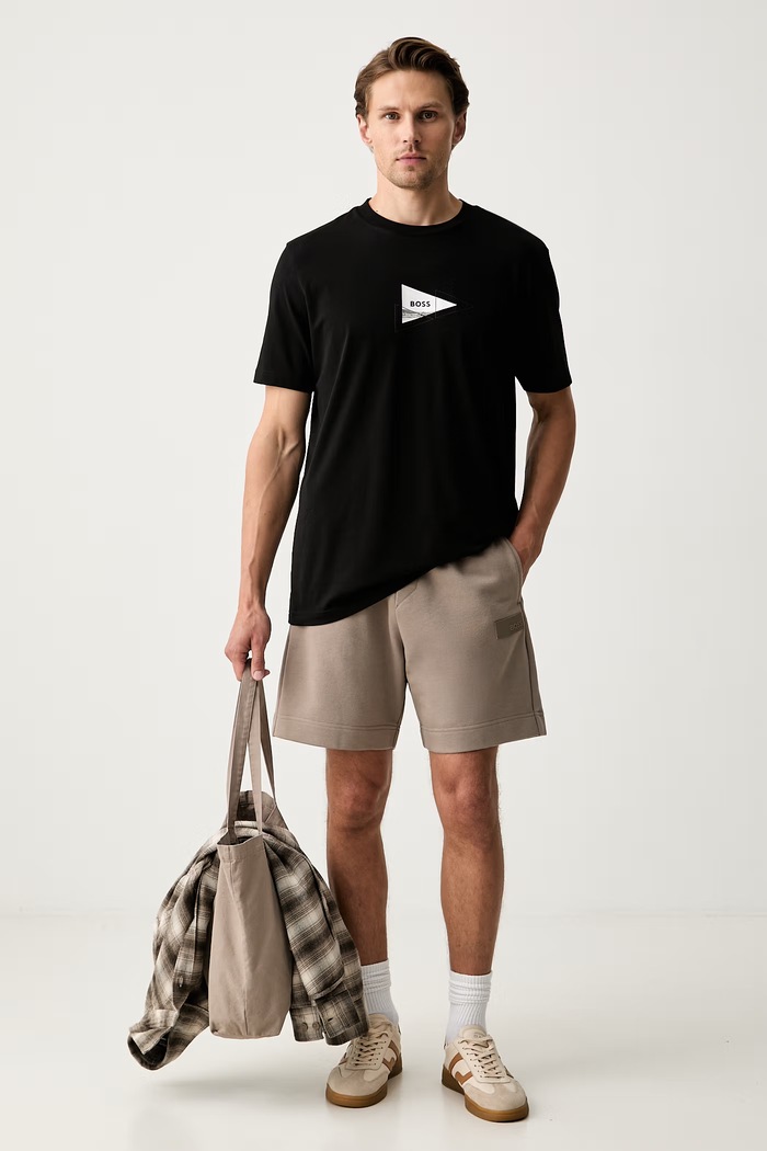 BOSS Green трикотажні шорти чоловічі з бавовною JT_Shorts 50564105 бежевий AW26