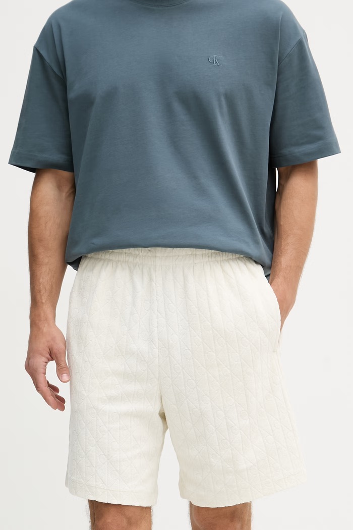 Calvin Klein Jeans szorty dresowe męskie bawełniane beżowy LV04RG213G