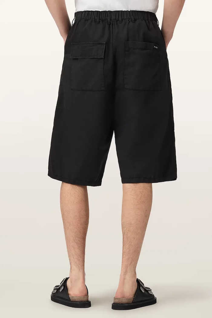 AllSaints šortky dámske s ľanom ECHO M040TE čierna AW26