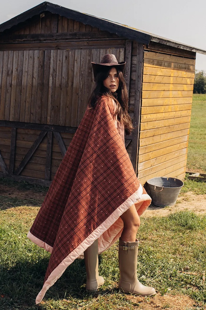 Deka za djecu s pamukom MOO MEADOW PLAID La Millou 156535. narančasta