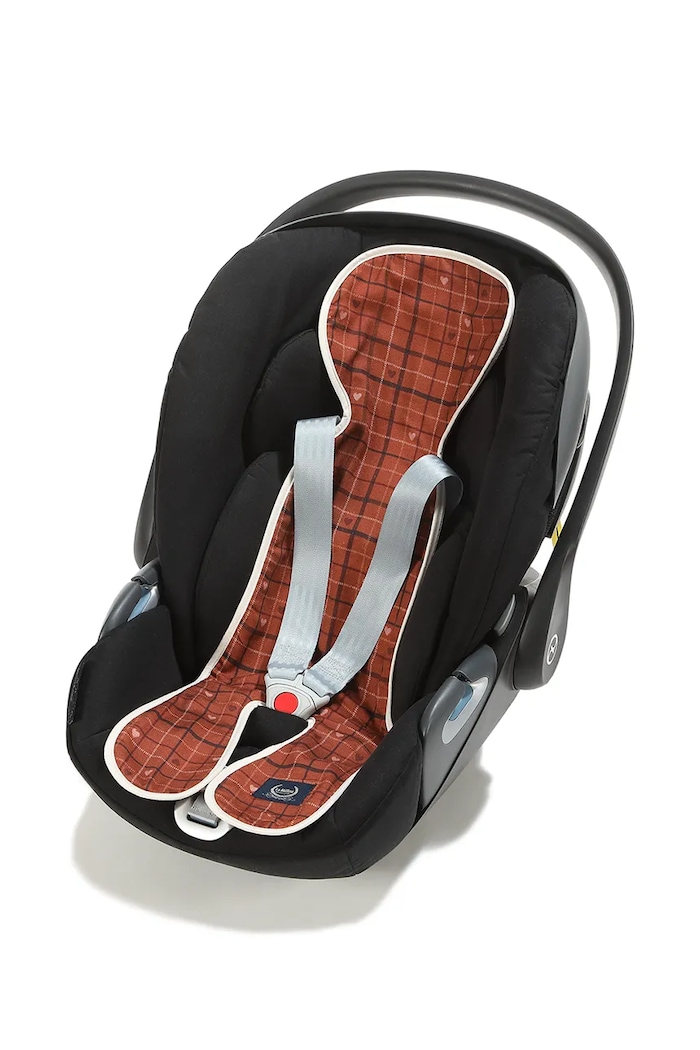 La Millou Inserto per seggiolino auto per neonati in viscosa MOO MEADOW PLAID arancione 156670.