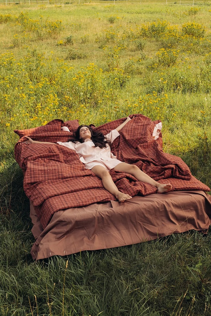 La Millou Detské bavlnené MOO MEADOW PLAID 156562 oranžová AW26