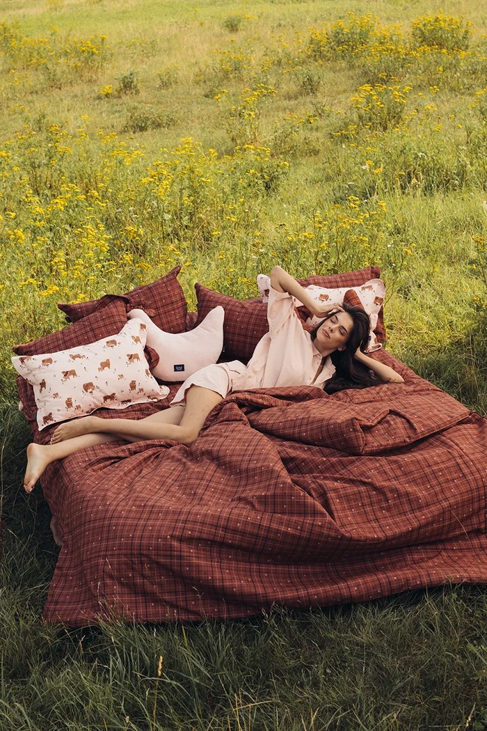 Chlapec La Millou Detské bavlnené MOO MEADOW PLAID 156562 oranžová