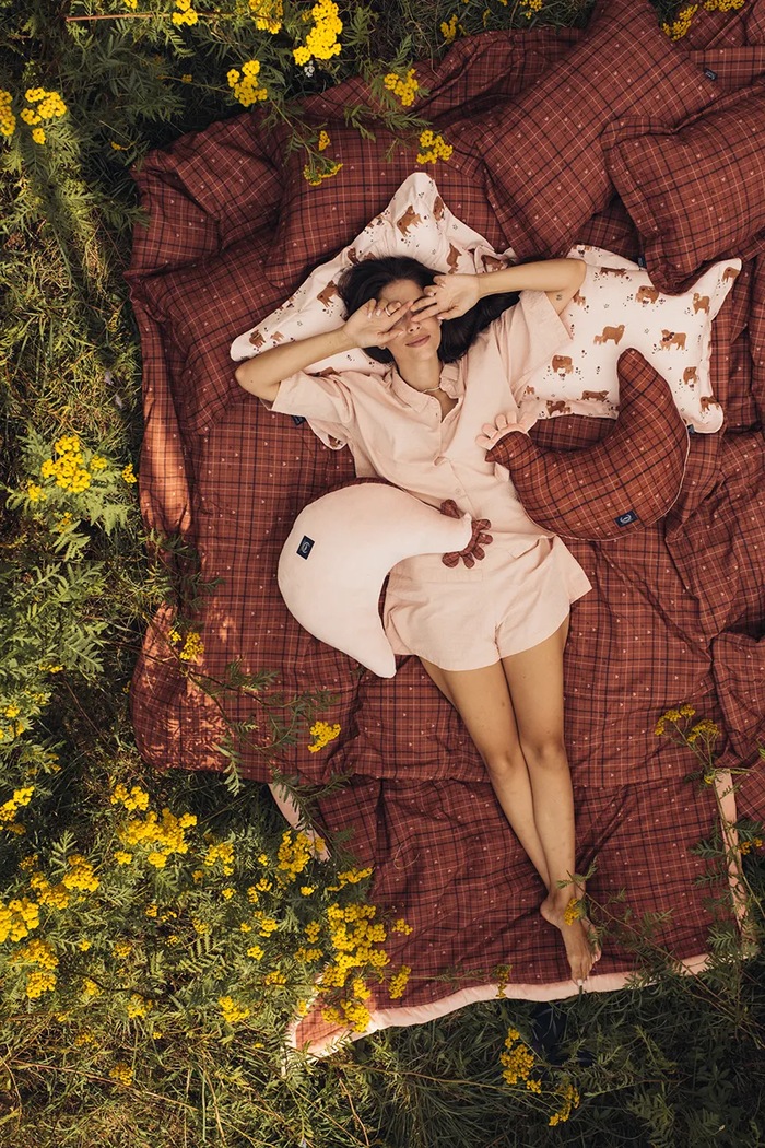 Detské bavlnené MOO MEADOW PLAID La Millou 156562 oranžová
