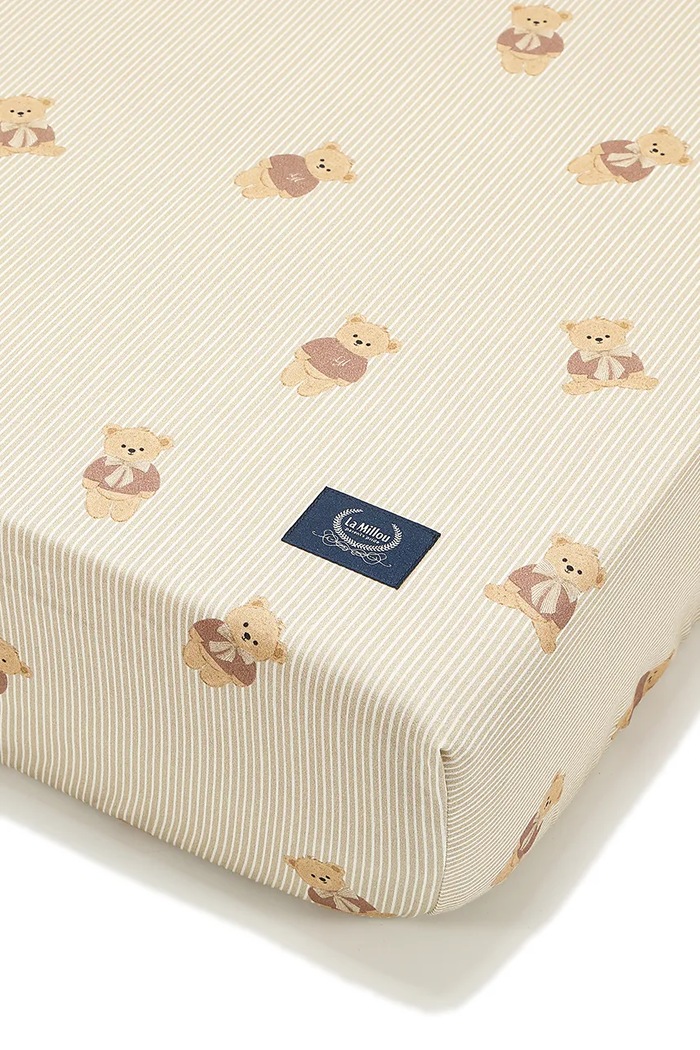 La Millou Prześcieradło z gumką dziecięce bawełniane BABY BEAR 153311 beżowy AW26