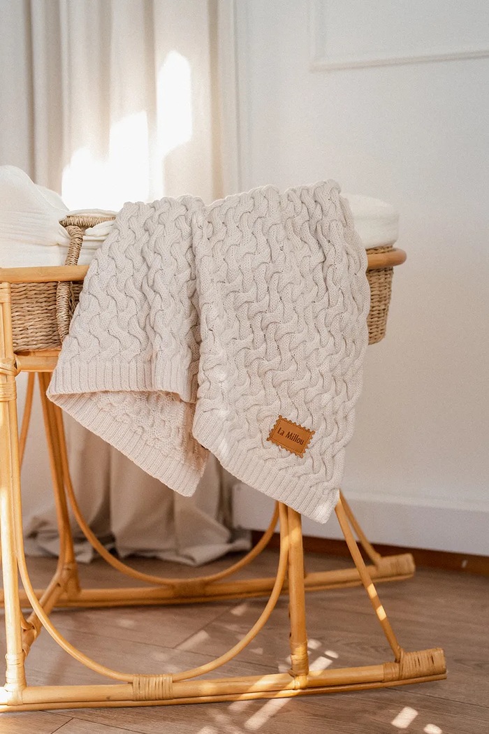 La Millou Kocyk dziecięcy z wełny merino MERINO beżowy 146037