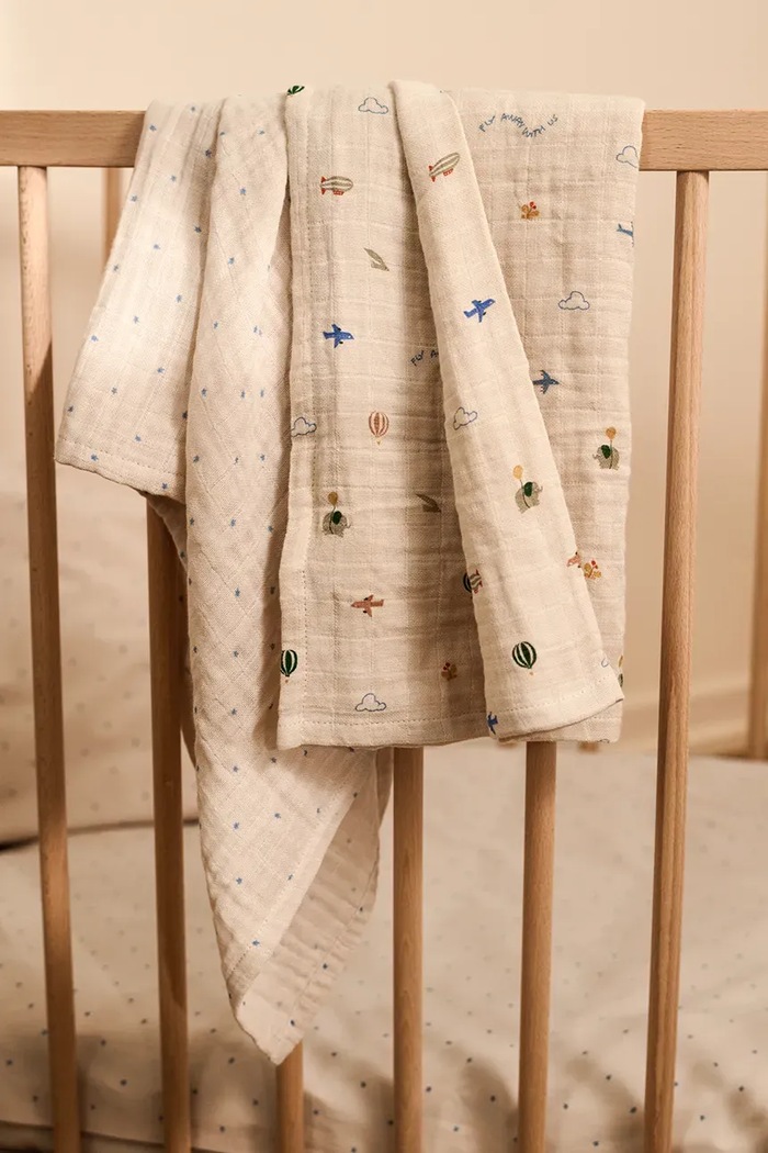 Pannolino di mussola per bambini in cotone Lewis Muslin Cloth 2-Pack Liewood LW14907.9BY2 beige