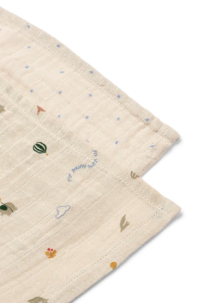 Liewood Pannolino di mussola per bambini in cotone Lewis Muslin Cloth 2-Pack LW14907.9BY2 beige AW26