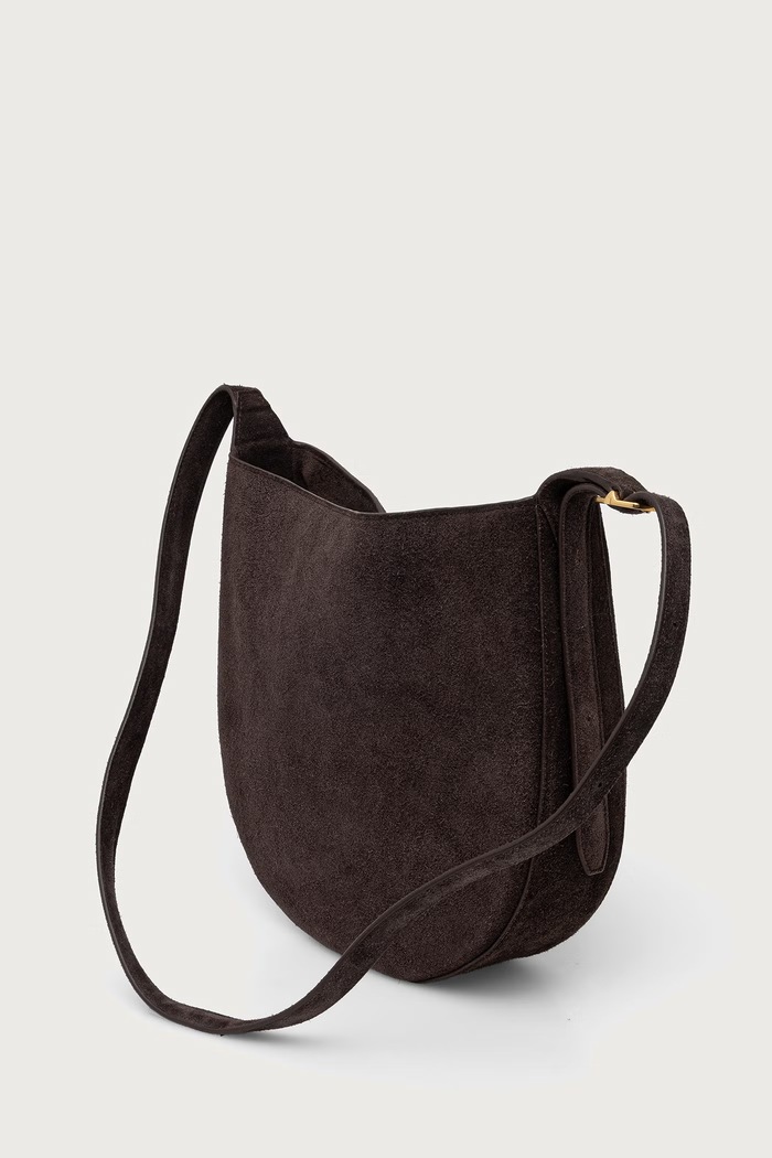 Аксесоари Officine Generale Чанта тип хобо дамска от велур HOBO MARWBAG011 кафяв