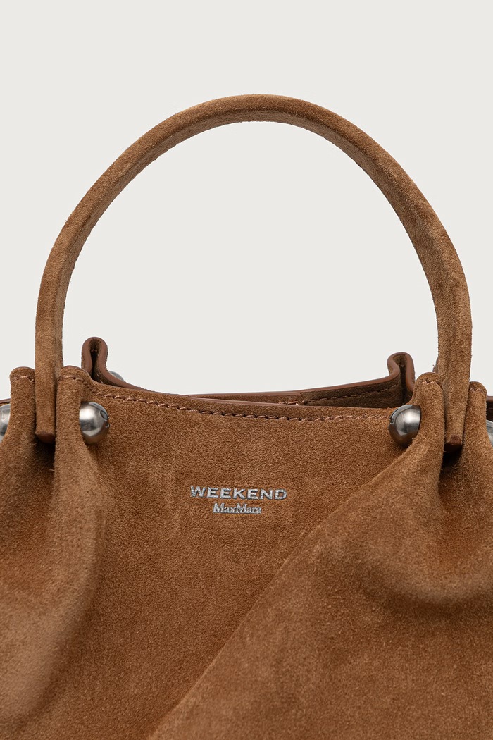 Torebka tote damska zamszowa WKARIO Weekend Max Mara 2625516175600 brązowy