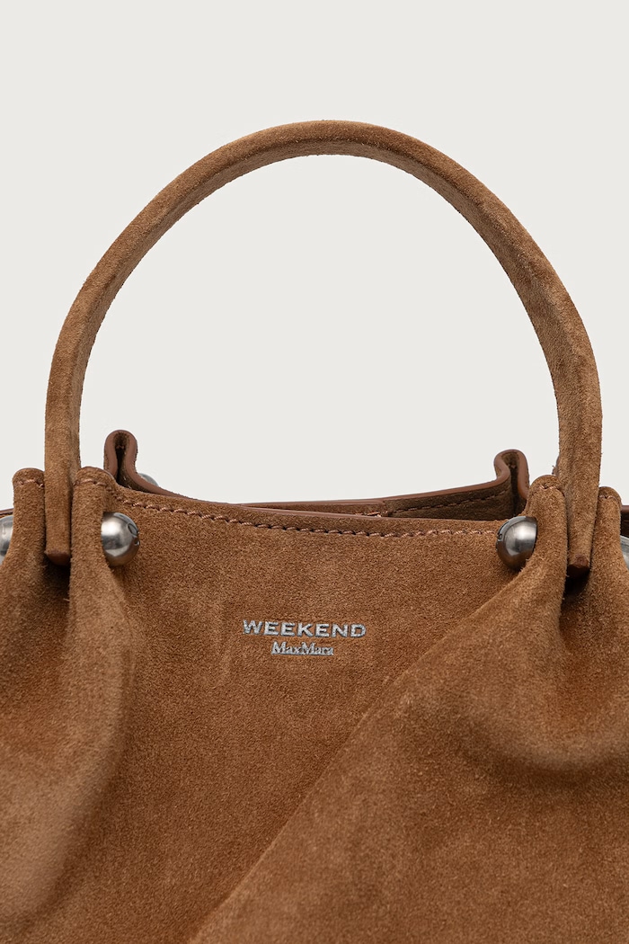 Torebka tote damska zamszowa WKARIO Weekend Max Mara 2625516175600 brązowy