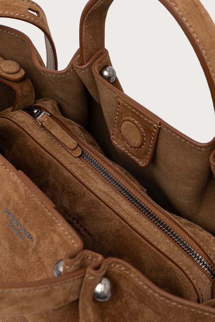 Torebka tote damska zamszowa WKARIO Weekend Max Mara brązowy 2625516175600
