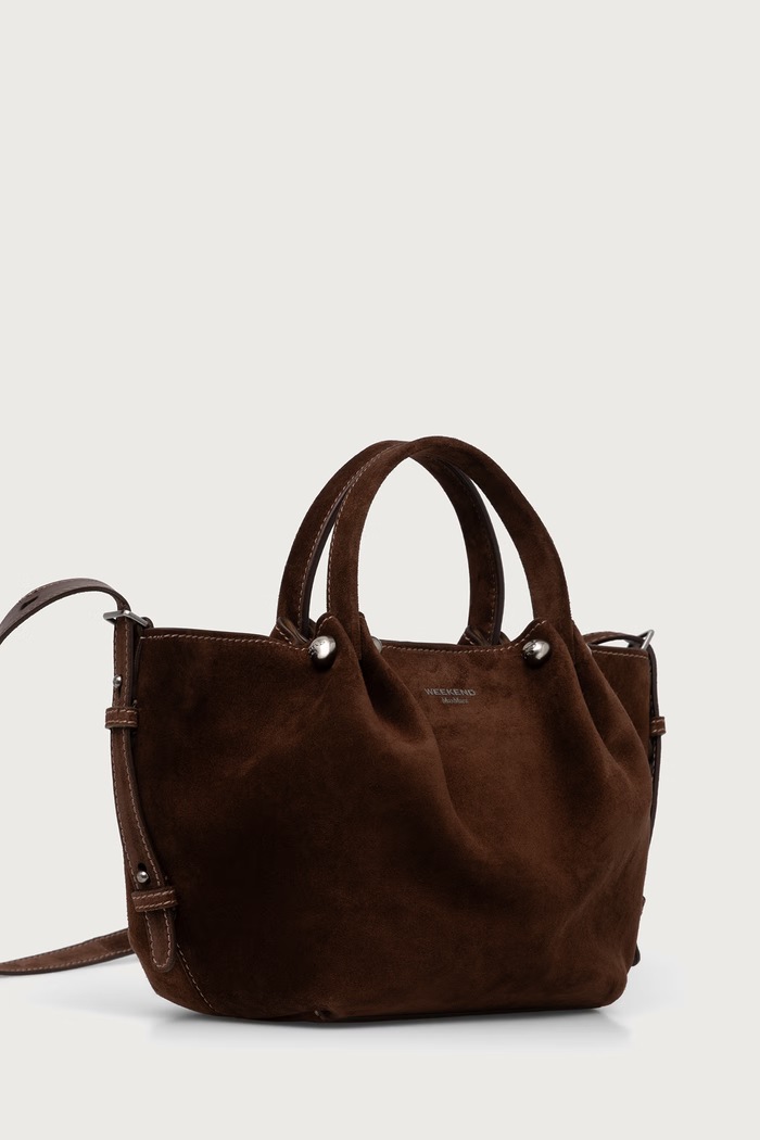 Weekend Max Mara Torebka tote damska zamszowa WKARIO 2625516175600 brązowy AW26