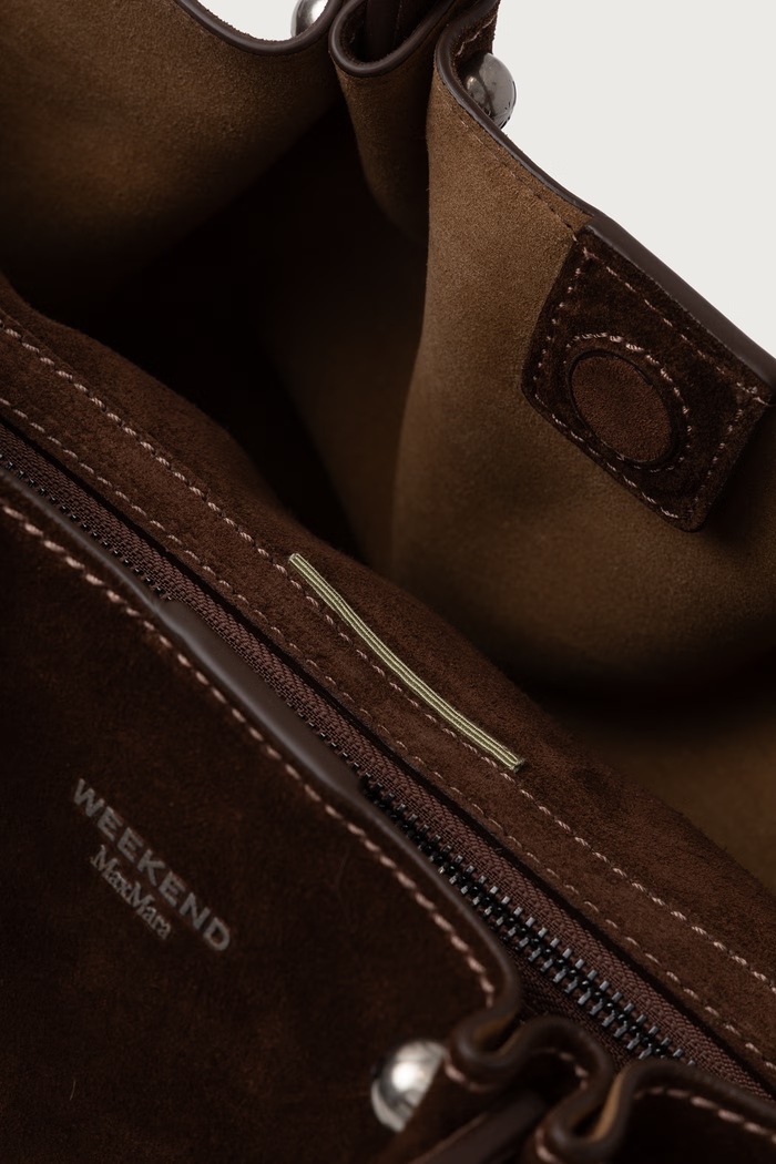 Torebka tote damska zamszowa WKARIO Weekend Max Mara brązowy 2625516175600